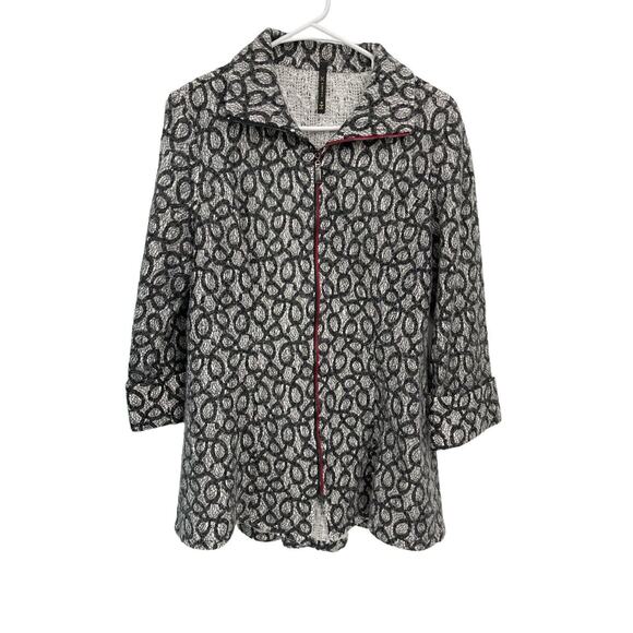 IC By Connie Full Zip Jacket 3/4 Sleeve Gray Size Medium - Picture 1 of 12